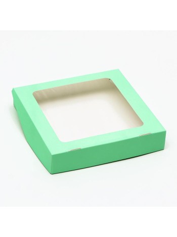 Коробка кондитерская 20 х20 х4 см цвет зеленый - для печенья