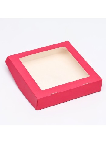 Коробка кондитерская 20 х20 х4 см цвет розовый - для печенья
