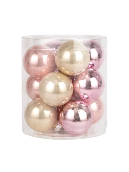 Шар стекло 4 см 12 шт цвет кремовый/розовый FА1814-4