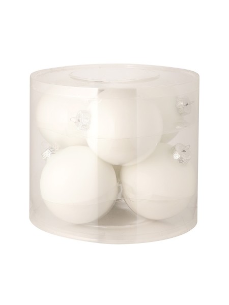 Шар стекло 10 см набор 6 шт цвет белый Е11707-10