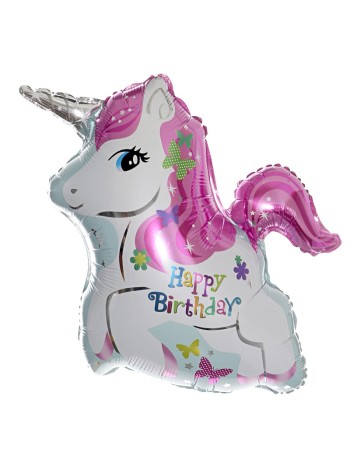 Фольга шар Милый единорог с днем рождения 14"/36 см с клапаном 5 шт
