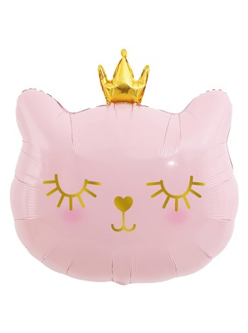Фольга шар Котенок принцесса розовый 17"/30 см мини фигура с клапаном 5 шт