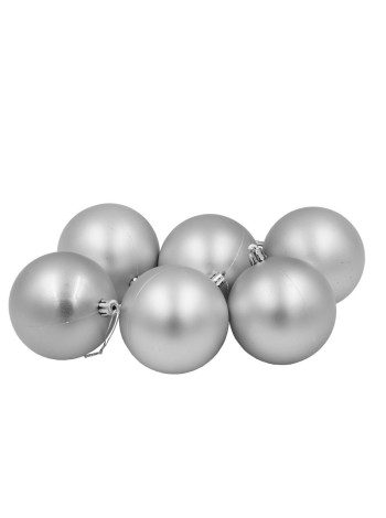 Шар пластик 8 см 6 шт матовый цвет серебряный HS-43-37