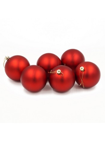 Шар пластик 8 см 6 шт матовый цвет красный HS-43-37