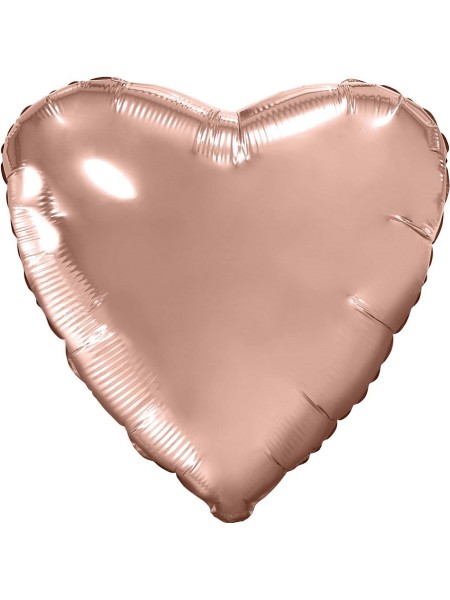 Фольга шар Сердце 9"/23 см цвет розовое золото набор 5 шт Aqura с клапаном