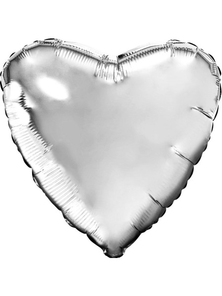 Фольга шар Сердце 9"/23 см цвет серебро набор 5 шт Aqura с клапаном