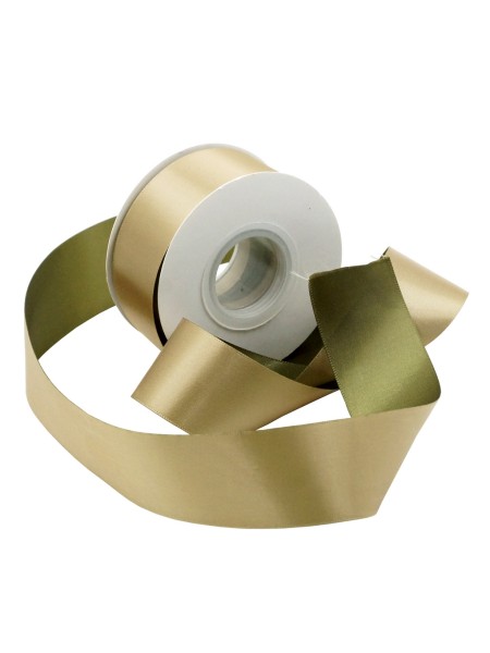 Лента атлас 3,8 см х20 ярд двухсторонняя цвет оливковый/травяной  HS-1-1