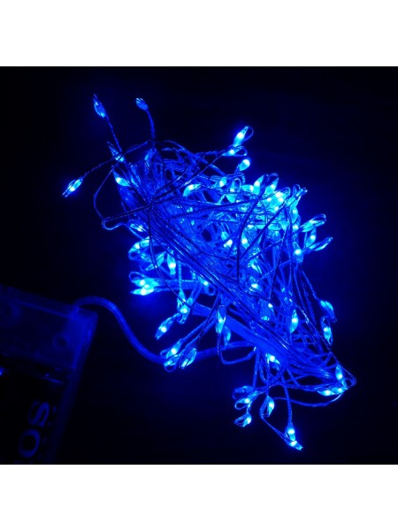 Электрогирлянда бахрома 240 см светодиодная цвет синий батарейки