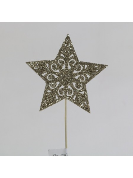 Звезда с глиттером на вставке 8 хН20 см цвет шампань 19HHF5836CH
