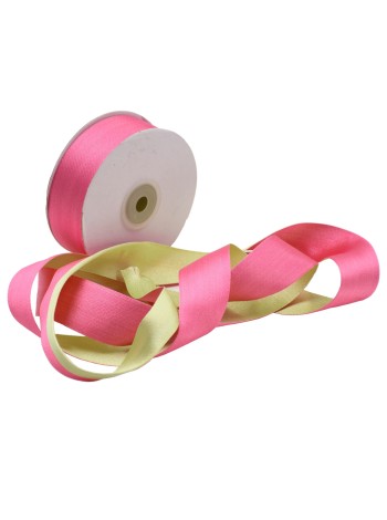 Лента шелк 3,2 см х20 м 32/24-82 биколор клубничный-махито