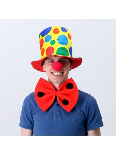 Набор Клоун карнавальный 3 предмета : шляпа, бант, нос поролон