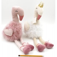 Фламинго Балерина 50см текстиль, перо цвет белый/розовый