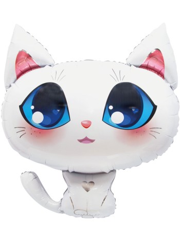 Фольга шар Котенок Белый 15"/38 см с клапаном 5 шт в упак