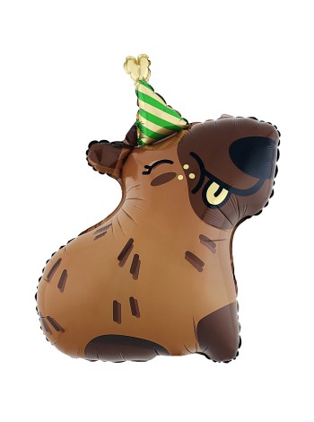 Фольга шар фигура мини Капибара 15"/38 см с клапаном 5 шт в упак