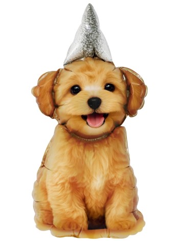 Фольга шар фигура мини Песик в колпачке 17"/43 см с клапаном 5 шт в упак