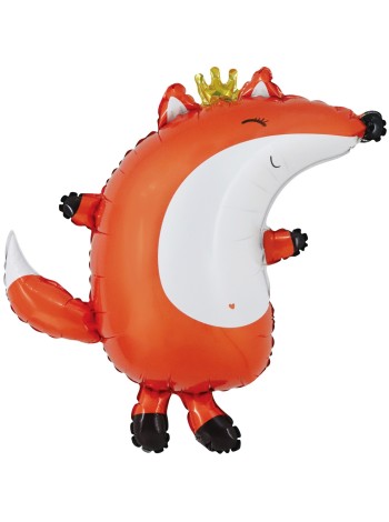 Фольга шар фигура Лиса в короне сатин 31"/79 см Китай