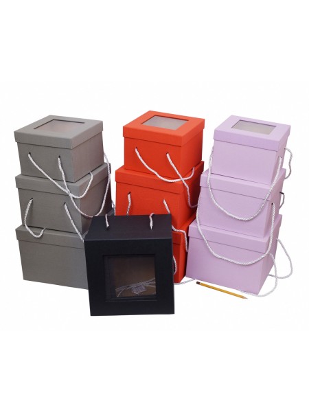 Коробка картон 24 х24 х18 см набор 3 шт с окном LX11-6, LX11-8, LX11-9, LX11-10