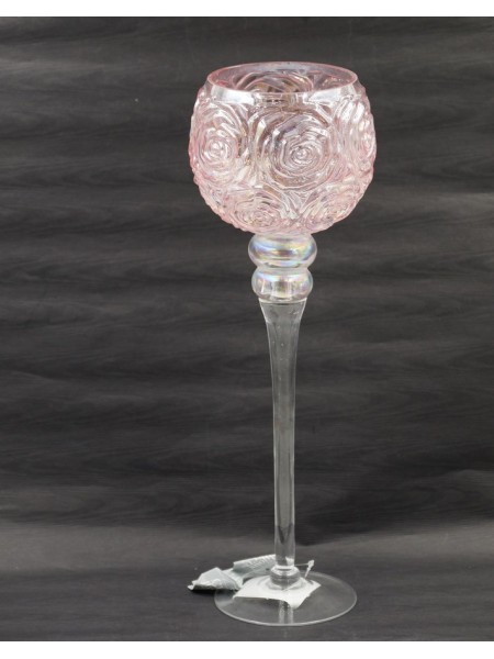 Ваза стекло Бокал Н40 см цвет розовый арт 1021608