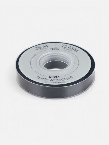 Лента атлас 1,5 см х23 м 2-х сторонняя цвет черный № 0030