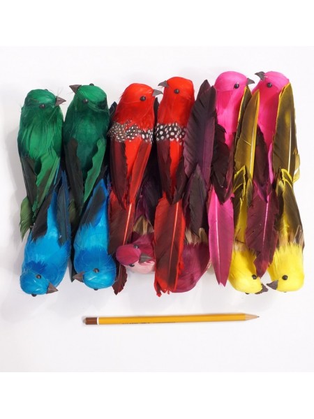 Птичка на зажиме цветная с черными крыльями 19 см цвет микс HS-18-7