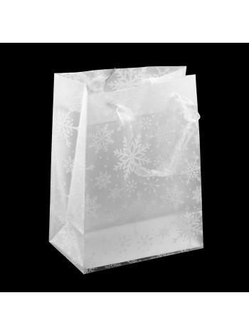 Пакет прозрачный 16,5 х21 х9,5 см пластик Снежинки блеск цвет белый HS-45-2