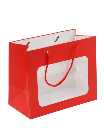 Пакет ламинированный 23 х19 х12 см с окном цвет красный HS-7-12