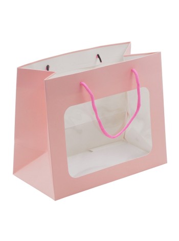 Пакет ламинированный 23 х19 х12 см с окном цвет розовый HS-7-12
