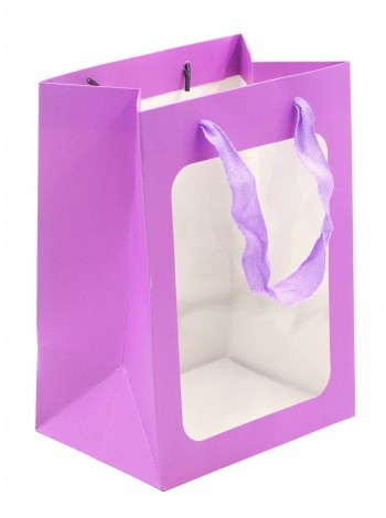 Пакет ламинированный 18 х25 х13 см с окном цвет фиолетовый HS-7-6