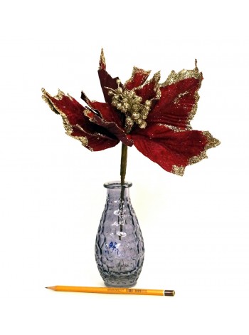 Пуансетия цветок 30 см  цвет винный с золотом HS-56-20