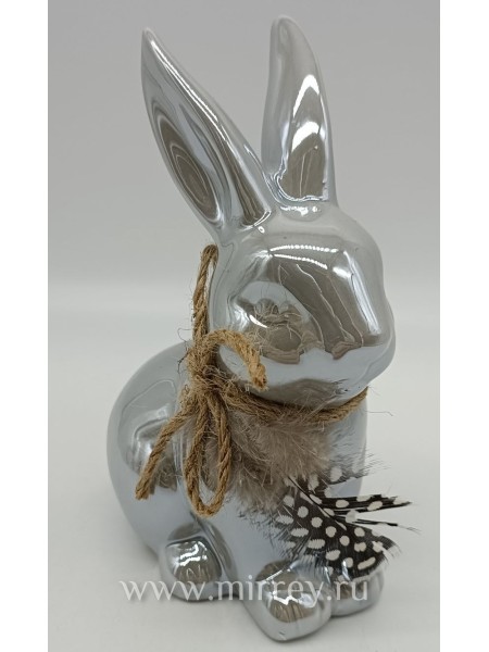 Кролик серый 15,5 см сувенир керамика