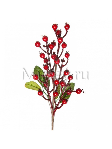 Ветка с ягодами и листьями 38см красный