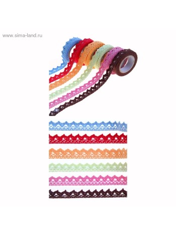 Скотч декоративный текстильный Одноцветный  длина  1,8 м ширина 1,6 см микс