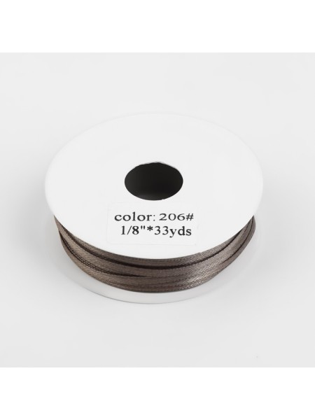 Лента атлас 0,3 см х33 ярд цвет светло-коричневый №206