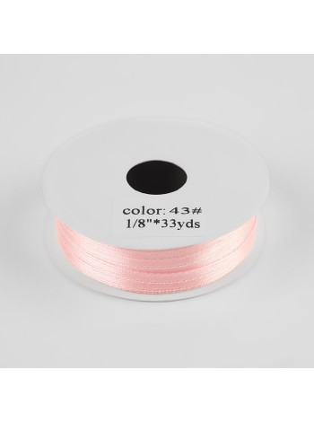 Лента атлас 0,3 см х33 ярд цвет бледно-розовый №43