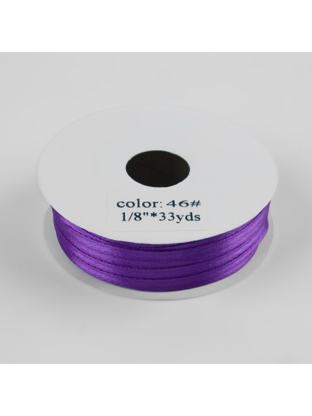 Лента атлас 0,3 см х33 ярд цвет бледно-фиолетовый №46