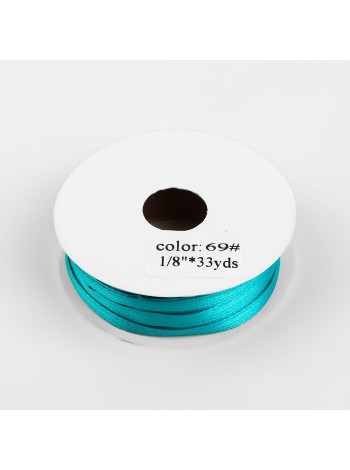 Лента атлас 0,3 см х33 ярд цвет темно-бирюзовый №69