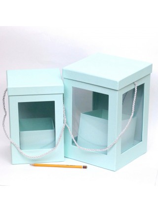 Коробка картон 18,8 х18,8 х29 см набор 2 шт с панорамными окнами цвет микс HS-17-1