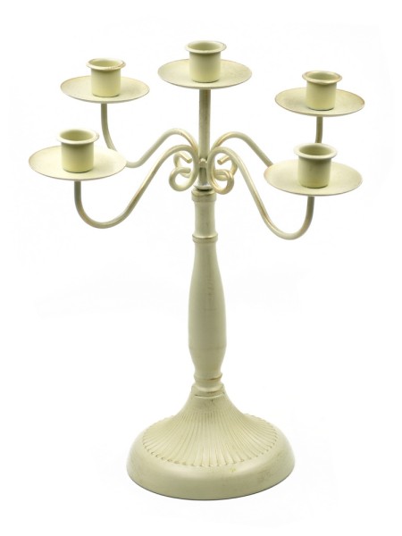 Канделябр металл на 5 свечей h-33 см цвет слоновая кость HS-39-3