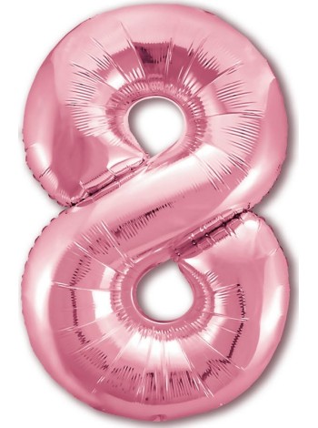 Фольга шар Цифра 8 розовый фламинго Slim 40"/100 см 1 шт Agura