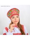 Кокошник Красные и синие цветы на красном