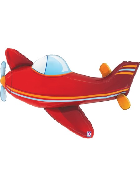 Фольга шар фигура Самолет красный 37"/94 см GRABO