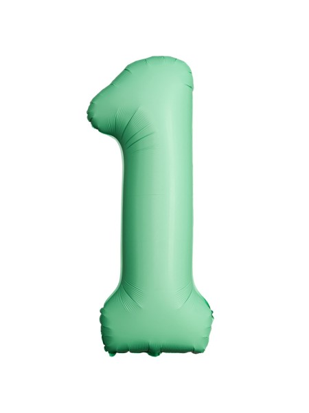 Фольга шар Цифра 1 Мятный (SLIM Mint) 40"/100 см 1 шт Испания