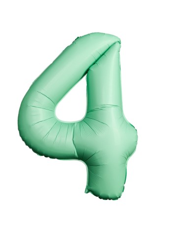 Фольга шар Цифра 4 Мятный (SLIM Mint) 40"/100 см 1 шт Испания