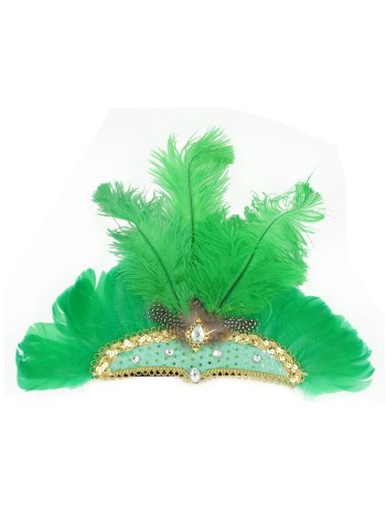 Головной убор Кабаре ткань/перо на резинке цвет зеленый HS-16-9