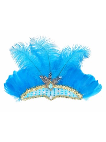 Головной убор Кабаре ткань/перо на резинке цвет синий HS-16-9