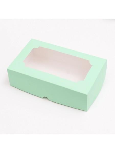 Коробка кондитерская 25 х15 х7 см цвет мятный под зефир