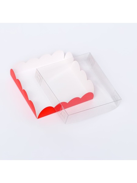 Коробка кондитерская 12 х12 х3 см цвет красный для печенья