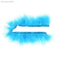 Лента перьев для декора размер 1 шт 50х6 см цвет Голубой
