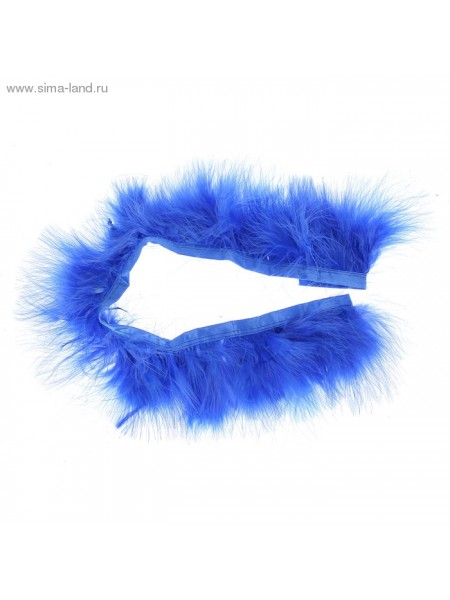 Лента перьев для декора размер 1 шт 50х6 см цвет Синий