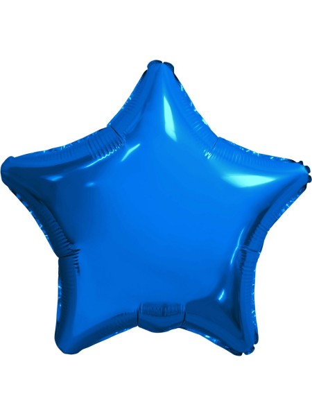 Фольга шар Звезда 9"/23 см цвет синий набор 5 шт Aqura